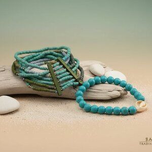 Bamboo Trading company turquoise blue beaded bracelet bundle New with Tags